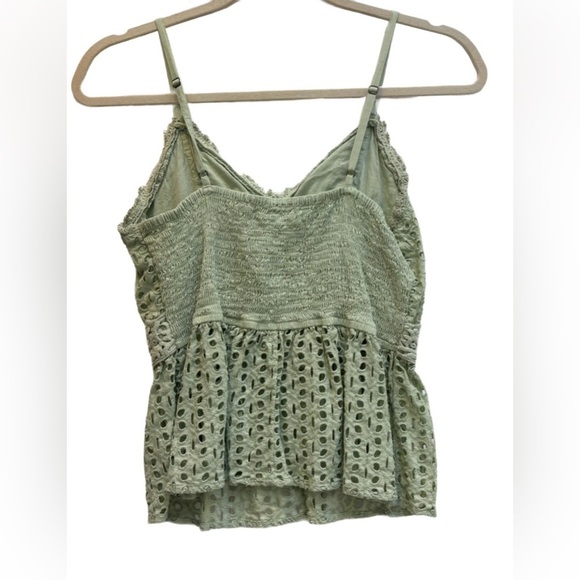 Japna sage green eyelash cotton peplum sleeveless blouse, size Medium (Junior) - Picture 2 of 5